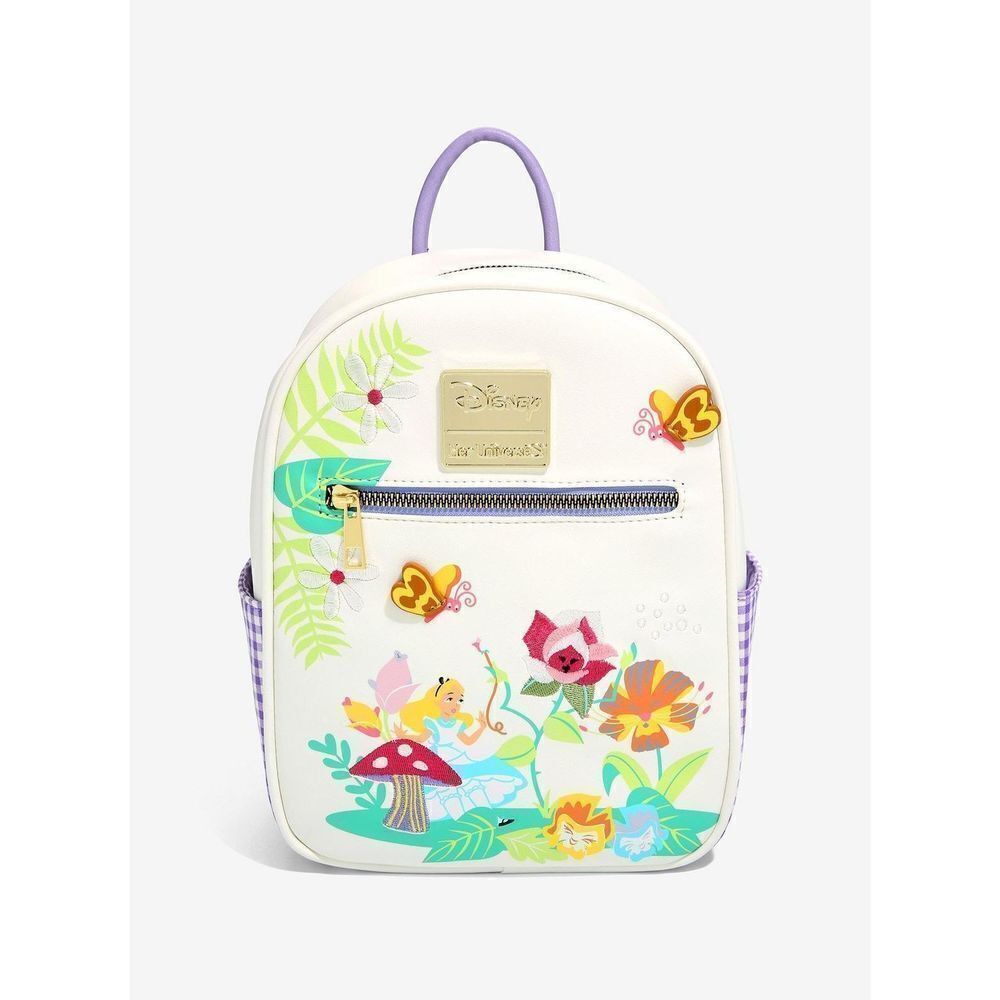 Her Universe Disney Alice in Wonderland Floral Gingham Mini Backpack